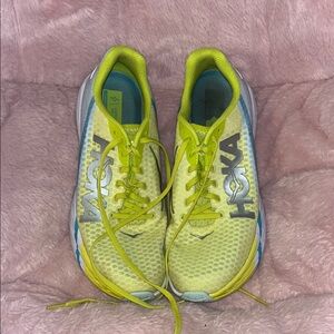 Hoka Women's Athletic Shoes White with Yellow Accents